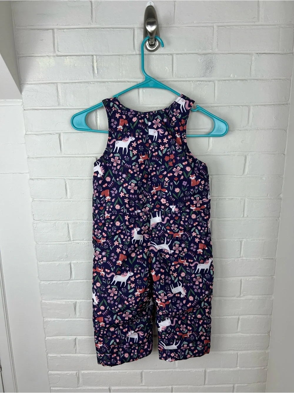 The Children’s Place Girls Unicorn Woodland Animal Print Snow Bib Pants Size 2T